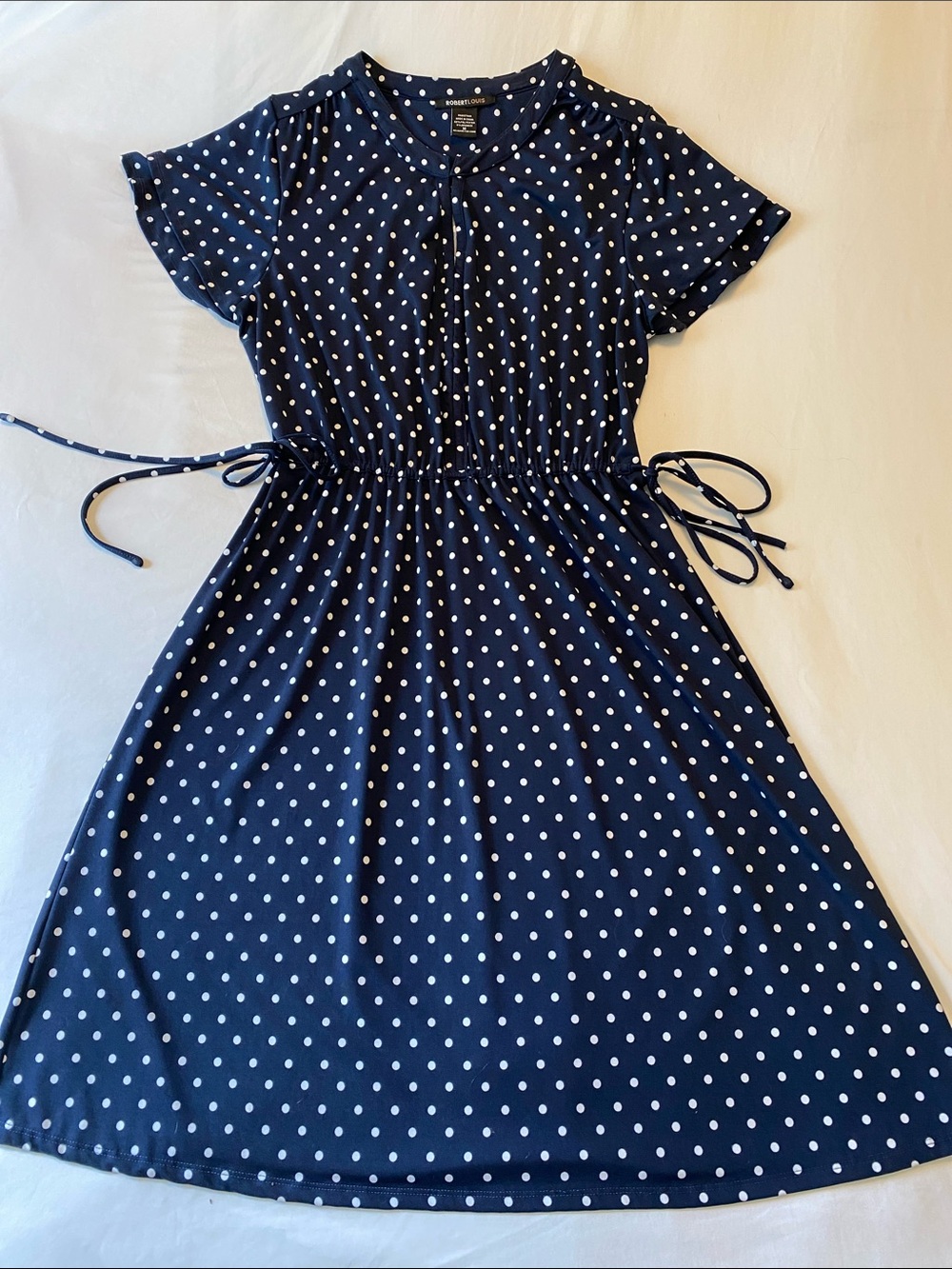 Robert Louis Y2K Navy Polka Dot Short Sleeve Dress